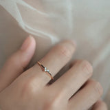 925 Silver Crystal Heart Tail Ring Romantic Engagement 14k Plating
