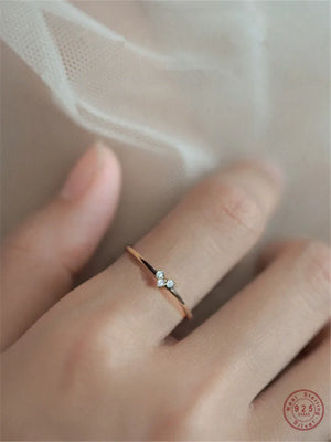 925 Silver Crystal Heart Tail Ring Romantic Engagement 14k Plating
