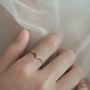 925 Silver Crystal Heart Tail Ring Romantic Engagement 14k Plating