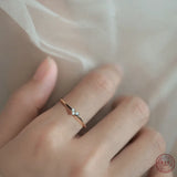 925 Silver Crystal Heart Tail Ring Romantic Engagement 14k Plating