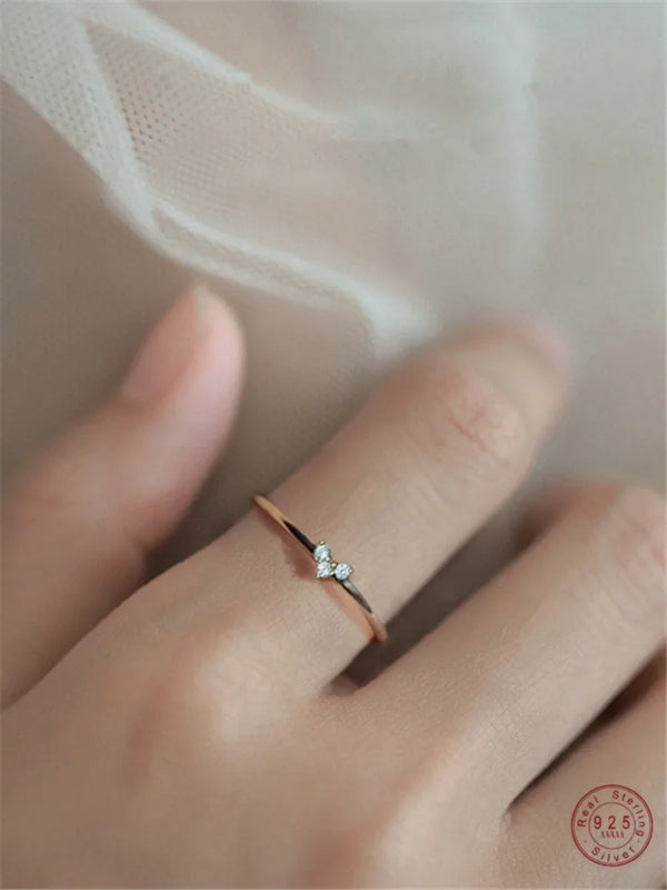 925 Silver Crystal Heart Tail Ring Romantic Engagement 14k Plating