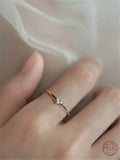 925 Silver Crystal Heart Tail Ring Romantic Engagement 14k Plating