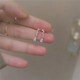925 Silver Japanese Crystal Tassel 14k Stud Earrings