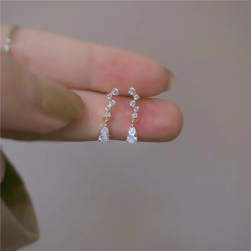 925 Silver Japanese Crystal Tassel 14k Stud Earrings