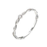 925 Silver Japanese Hollow Twist Zircon Ring For Women
