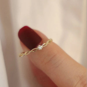 925 Silver Japanese Hollow Twist Zircon Ring For Women