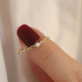 925 Silver Japanese Hollow Twist Zircon Ring For Women