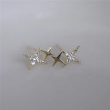925 Silver Japanese Crystal Star Earrings 14k Plating