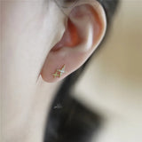 925 Silver Japanese Crystal Star Earrings 14k Plating