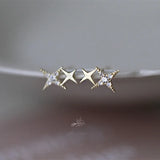 925 Silver Japanese Crystal Star Earrings 14k Plating