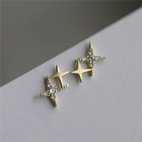 925 Silver Japanese Crystal Star Earrings 14k Plating