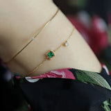 925 Silver Emerald Crystal Bracelet Light Temperament 14k Jewelry Gift