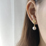 925 Silver Japanese Flower Pearl Earrings Women Wedding Jewelry Gift