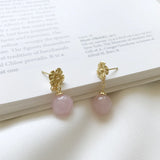 925 Silver Japanese Flower Pearl Earrings Women Wedding Jewelry Gift