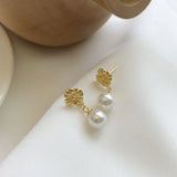 925 Silver Japanese Flower Pearl Earrings Women Wedding Jewelry Gift