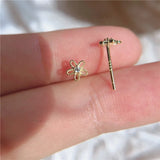 925 Silver Hollow Flower Crystal 14k Earrings Women Party Jewelry