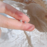 925 Silver Hollow Flower Crystal 14k Earrings Women Party Jewelry