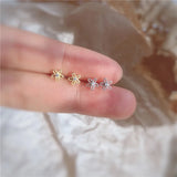925 Silver Hollow Flower Crystal 14k Earrings Women Party Jewelry