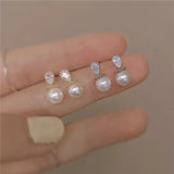 925 Silver Water Drop Crystal Pearl Earrings 14k Stud