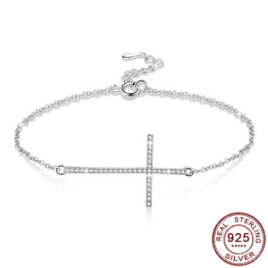 925 Silver Jesus Cross Bracelet with Zircon CZ