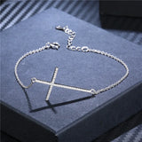 925 Silver Jesus Cross Bracelet with Zircon CZ