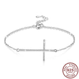 925 Silver Jesus Cross Bracelet with Zircon CZ