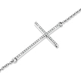 925 Silver Jesus Cross Bracelet with Zircon CZ