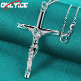 925 Silver Jesus Cross Pendant Necklace 16-30 Inch Snake Chain