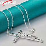 925 Silver Jesus Cross Pendant Necklace 16-30 Inch Snake Chain