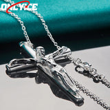 925 Silver Jesus Cross Pendant Necklace 16-30 Inch Snake Chain