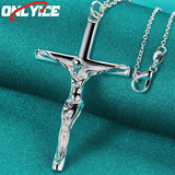 925 Silver Jesus Cross Pendant Necklace 16-30 Inch Snake Chain