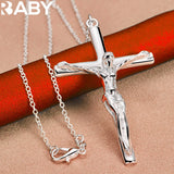 925 Silver Jesus Cross Pendant Necklace 18-30" Chain