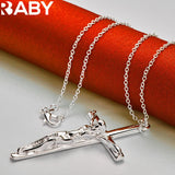 925 Silver Jesus Cross Pendant Necklace 18-30" Chain