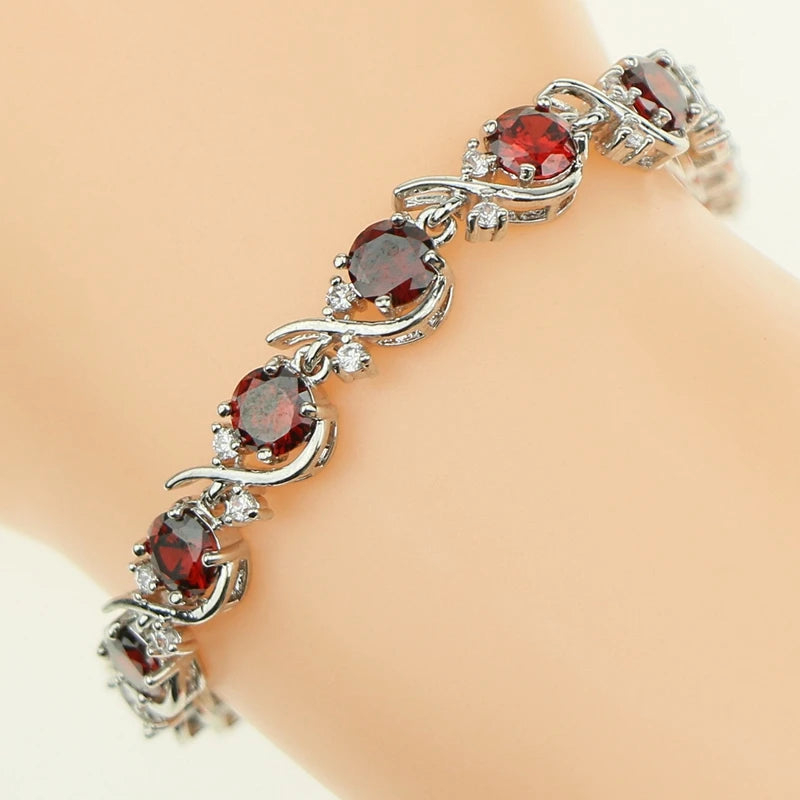925 Silver Link Chain Bracelet with CZ Hand Spanners for Women
