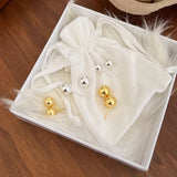 925 Silver 10-12mm Ball Stud Earrings 18k Plated Femme Accessories