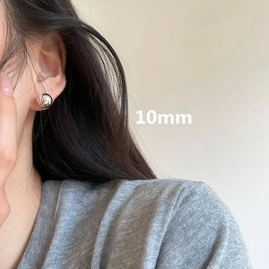 925 Silver 10-12mm Ball Stud Earrings 18k Plated Femme Accessories