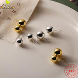 925 Silver 10-12mm Ball Stud Earrings 18k Plated Femme Accessories