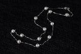 925 Silver 6mm Pearl Box Chain Choker Necklace kolye collares bijoux S-N54