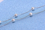 925 Silver 6mm Pearl Box Chain Choker Necklace kolye collares bijoux S-N54