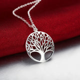 925 Silver Tree Pendant Necklace for Women Party Wedding Gift