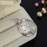 925 Silver Tree Pendant Necklace for Women Party Wedding Gift