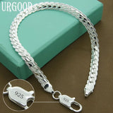 925 Silver Bracelet 6mm Side Chain for Women Men