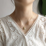 925 Silver 18K Oval Pendant Half Ball Necklace