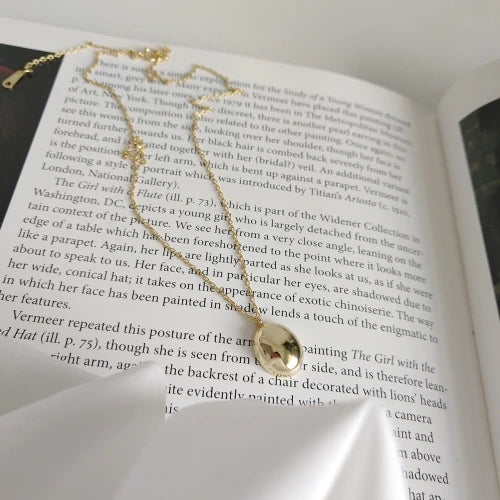 925 Silver 18K Oval Pendant Half Ball Necklace