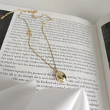 925 Silver 18K Oval Pendant Half Ball Necklace