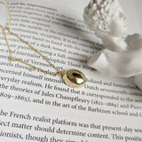 925 Silver 18K Oval Pendant Half Ball Necklace