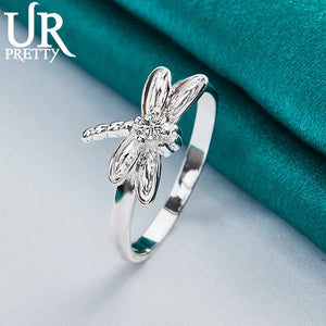 925 Silver Dragonfly Charm Rings for Woman Party Wedding