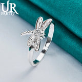 925 Silver Dragonfly Charm Rings for Woman Party Wedding