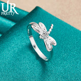 925 Silver Dragonfly Charm Rings for Woman Party Wedding