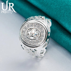 925 Silver Zircon Ring for Women Men Wedding